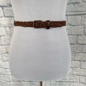 Braided leather brown belt boys youth L/XL